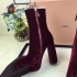 MIU MIU Leather-trimmed velvet ankle boots